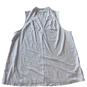Lands'‎ End Women's Sleeveless V-Neck Blouse White Size L Casual